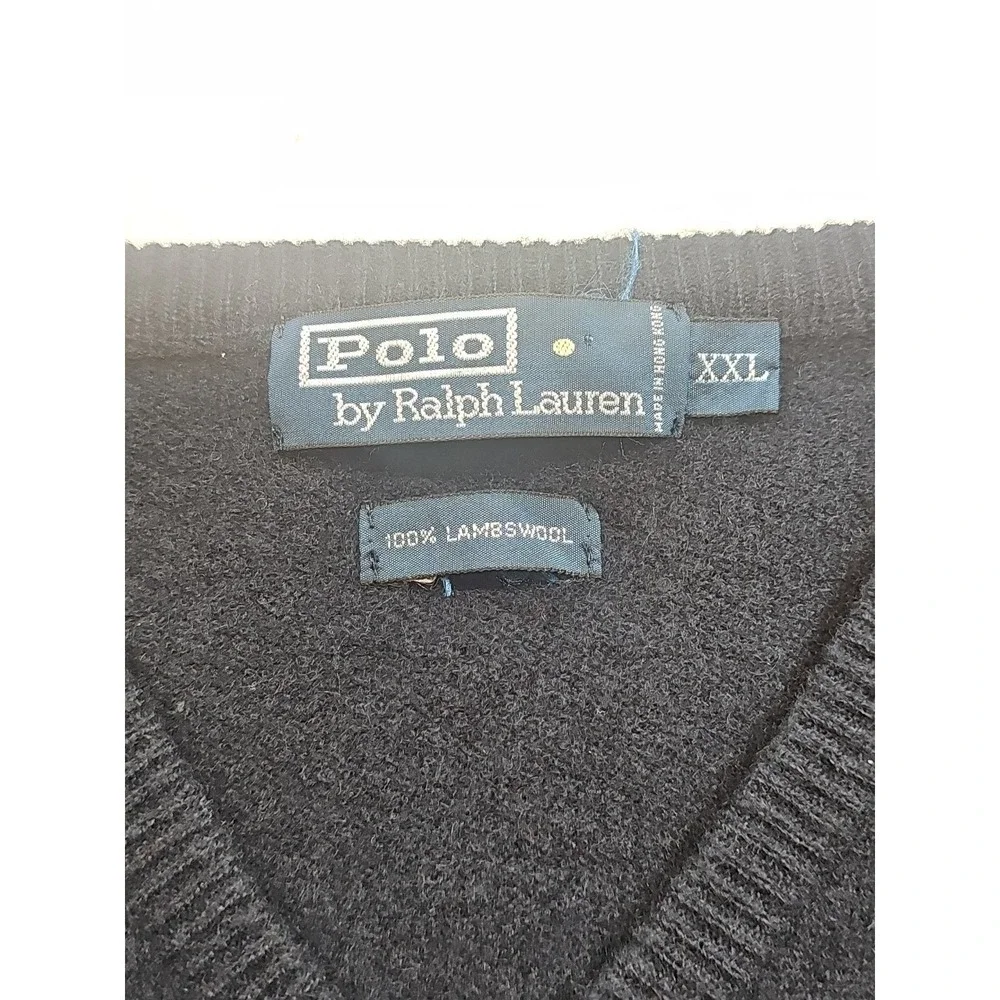 Polo Ralph Lauren Vest Mens XXL Blue Red Pony 100% Lambswool Sweater Vest